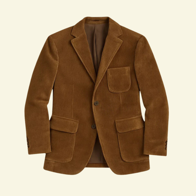 Herreblazer i bred fløjl set forfra med tre knapper — Bjerrelund