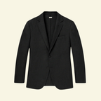 Detalje af toknaps lukning og revers på Laurent blazer — Bjerrelund